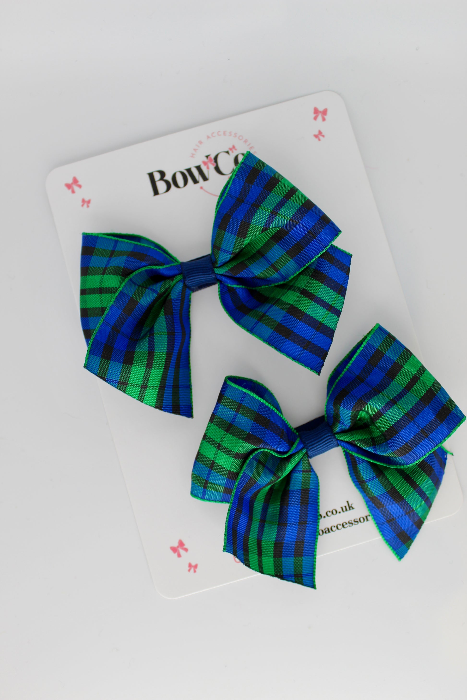 Navy Tartan Tail Bows Set