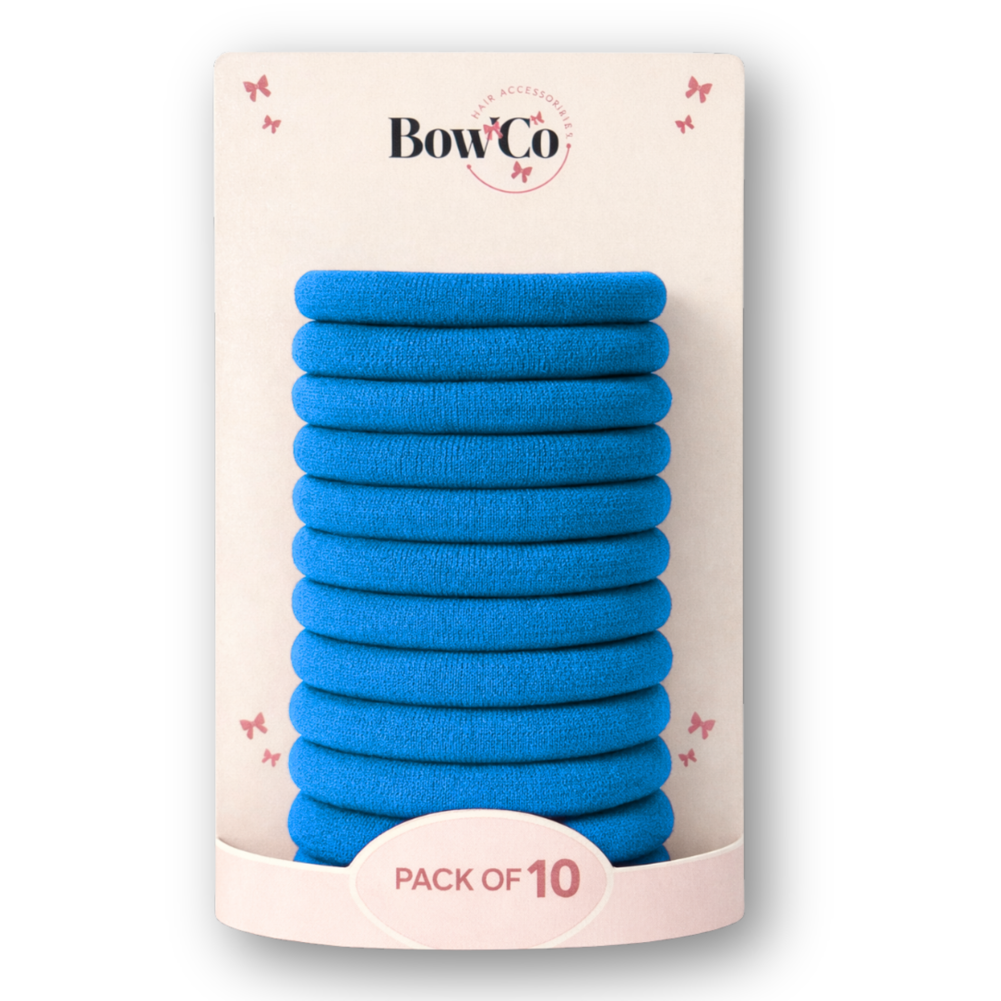 10 Elastic Hair Bobbles - Bright Blue - Non Damage