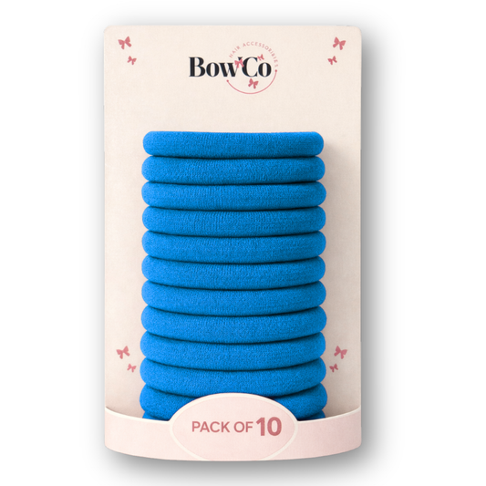 10 Elastic Hair Bobbles - Bright Blue - Non Damage