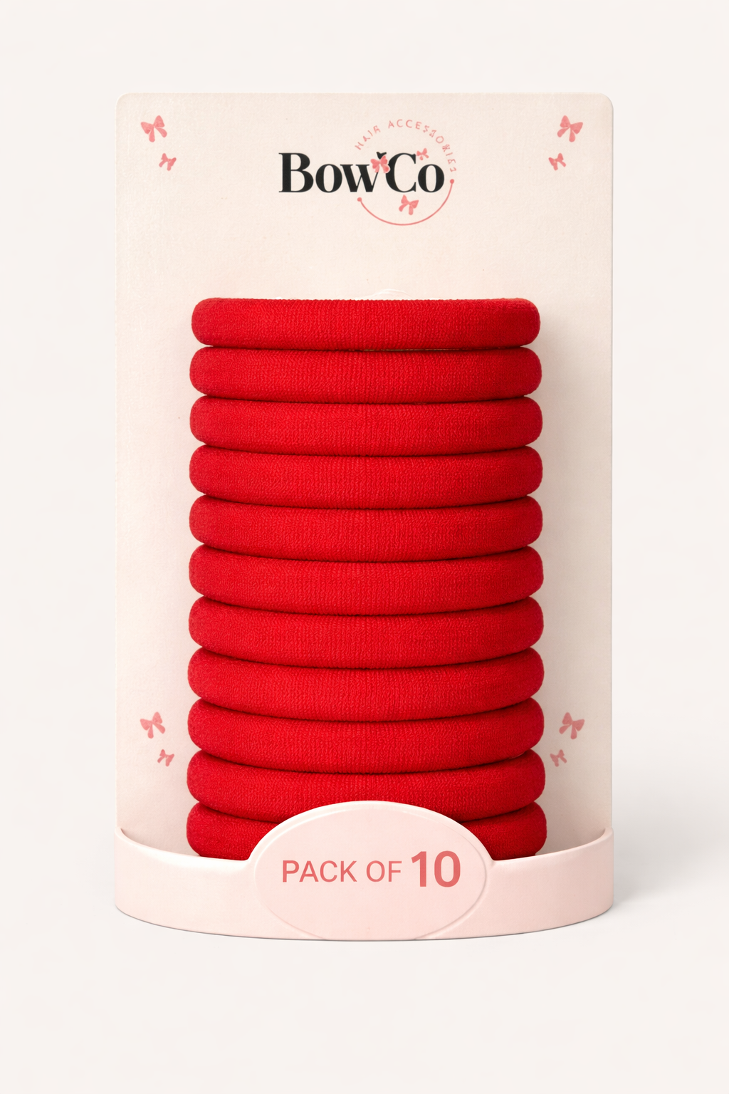 10 Elastic School Hair Bobbles - Red - Non Damage